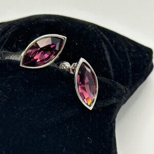 VTG Luxury Yves Saint Laurent Signed Purple Faux “Amethyst” Marquis Earrings